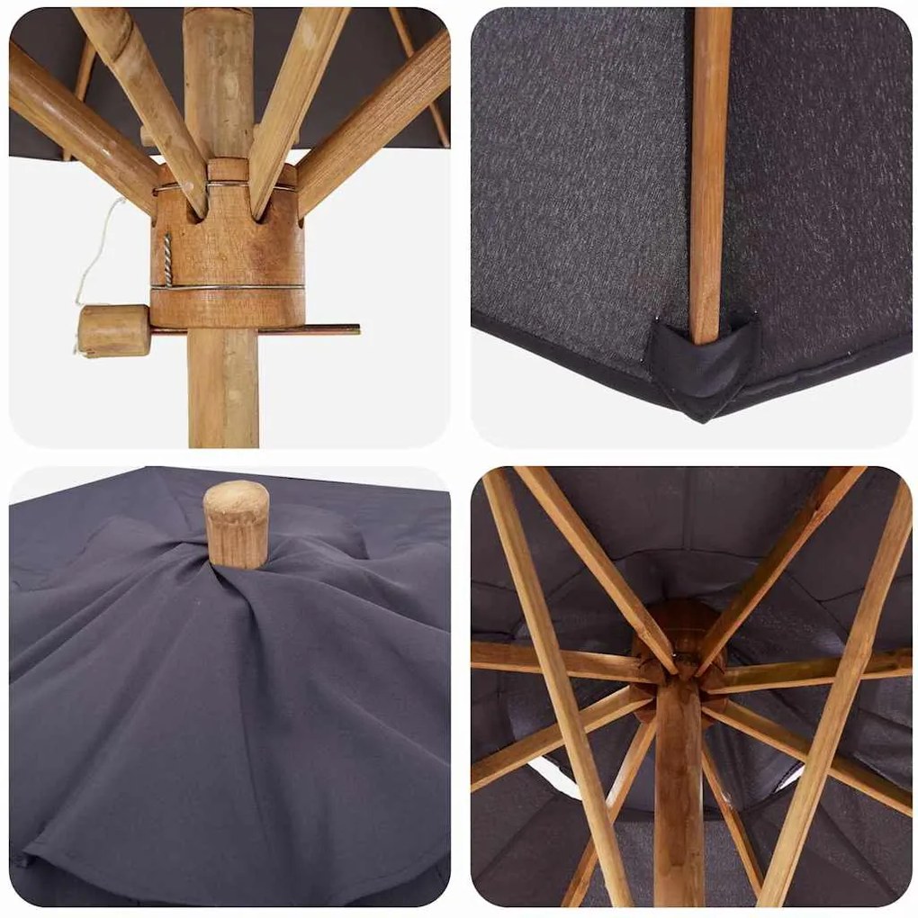 Guarda-sol de Jardim Cinza Escuro 150x210 cm Bambu
