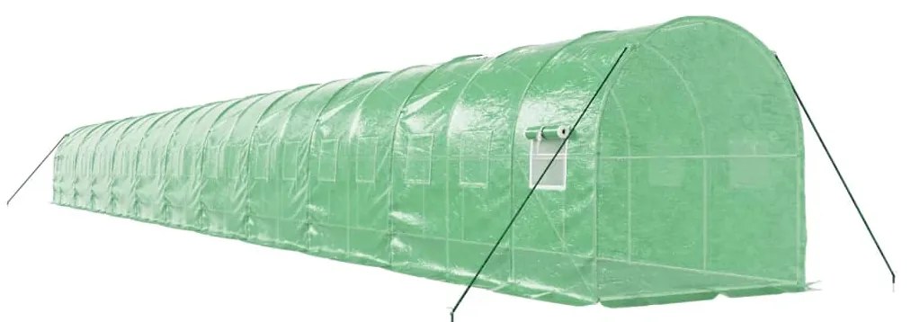 Estufa com estrutura de aço 44 m² 22x2x2 m verde