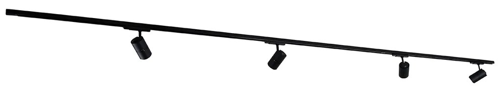 LED Sistema de calhas moderno trifásico preto com 4 focos 3000-4000K - Ruler Moderno