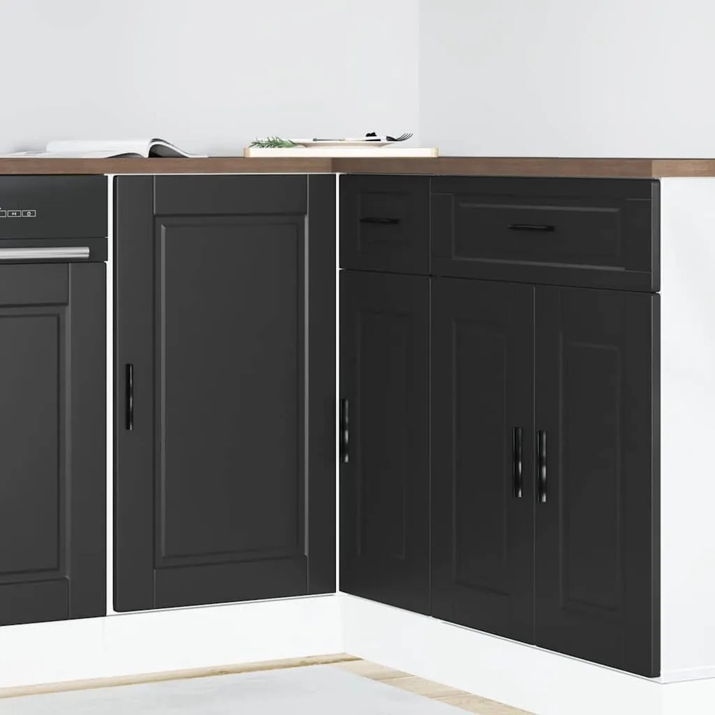 Armário base de cozinha Porto derivados de madeira preto