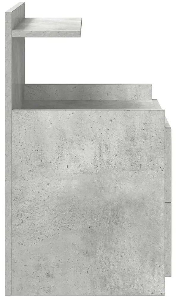 Mesas de cabeceira 2 peças com 2 gavetas cinza concreto 40x36,5x62 cm