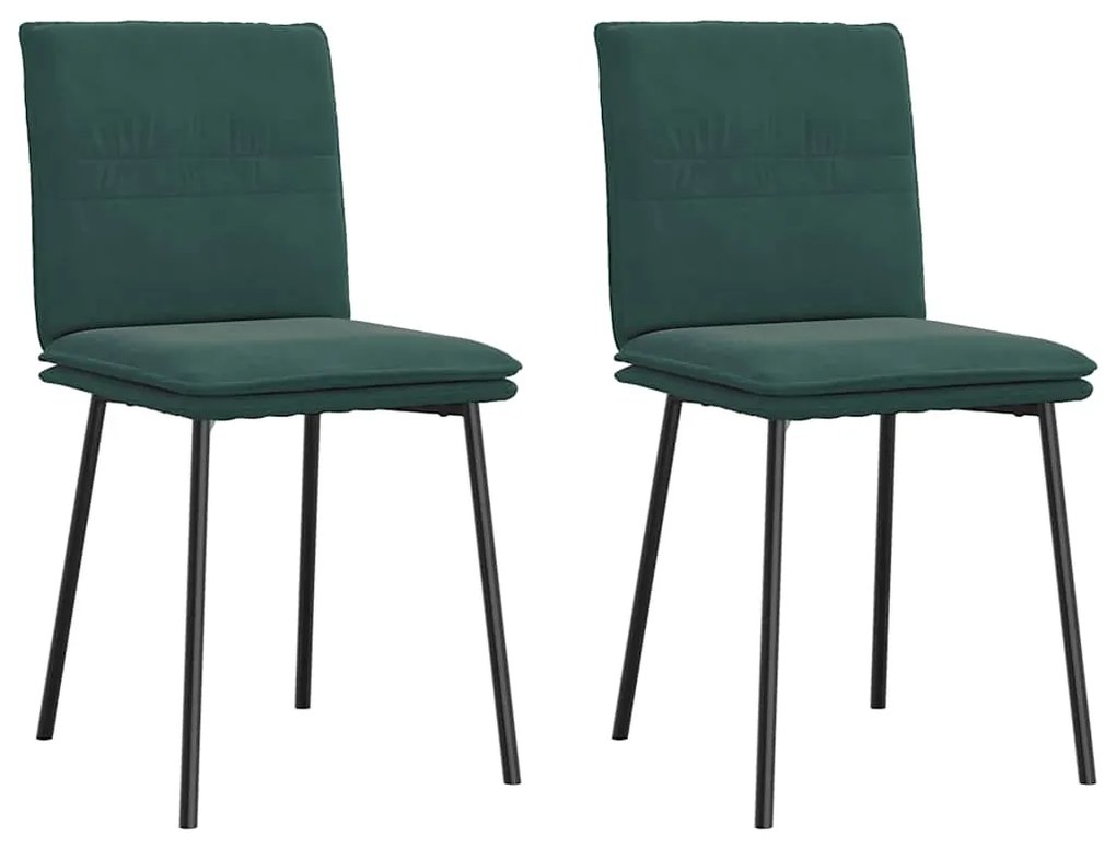 Cadeiras de jantar 2 pcs veludo verde-escuro