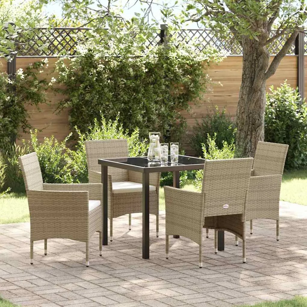 vidaXL Conjunto de jantar para jardim com 5 peças em polyrattan bege.