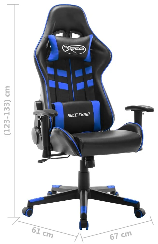 Cadeira de gaming couro artificial preto e azul