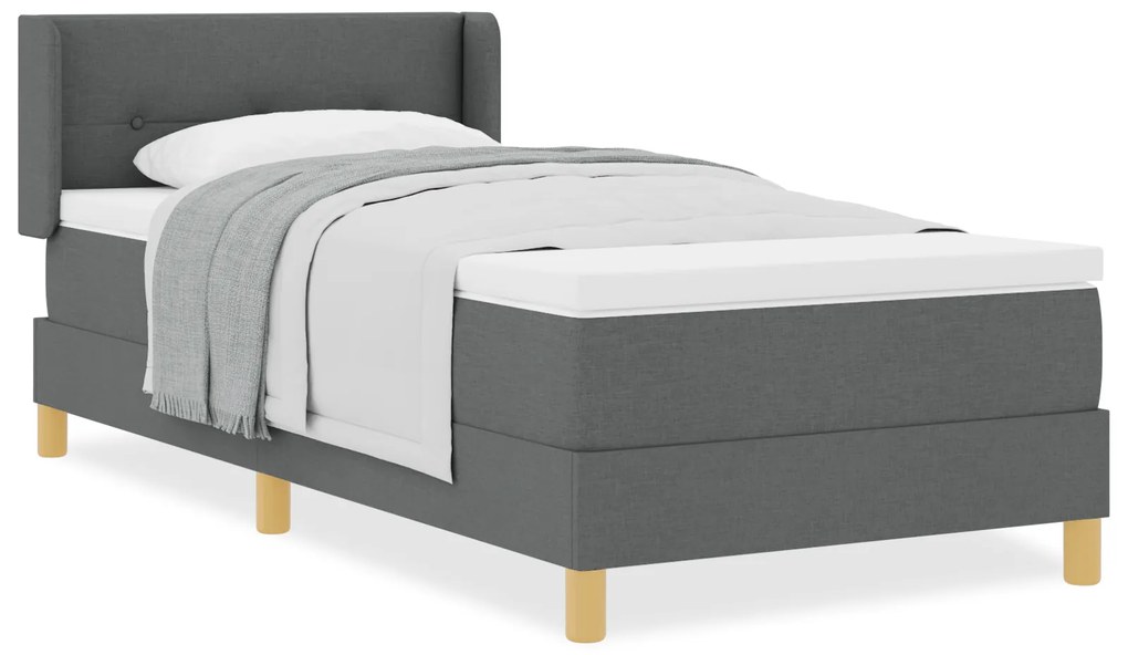 Cama Box Spring vidaXL com Colchão Cinza Escuro 80x200 cm Tecido
