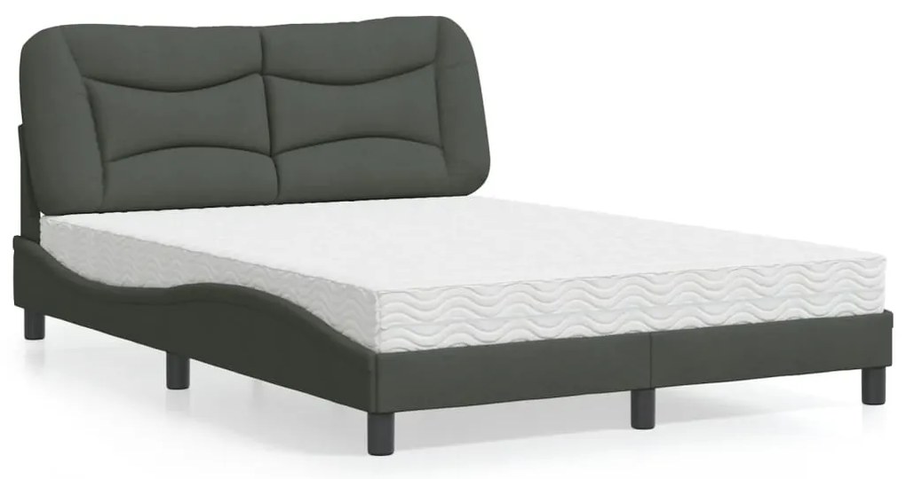 vidaXL Cama com colchão 120x200 cm tecido cinzento-escuro