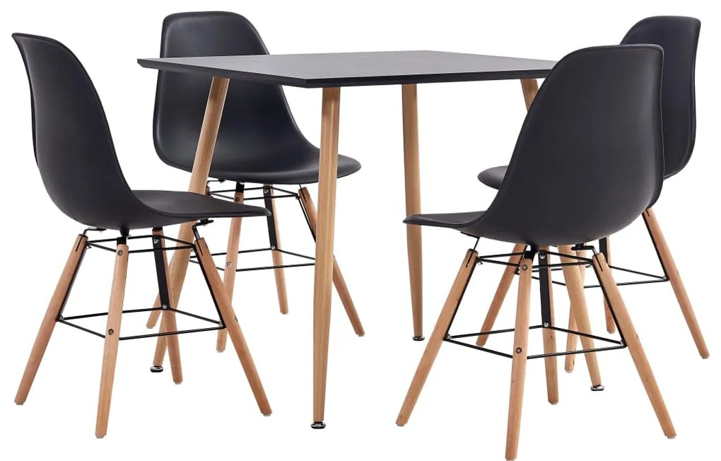 vidaXL 3 pcs conjunto de jantar plástico cinzento