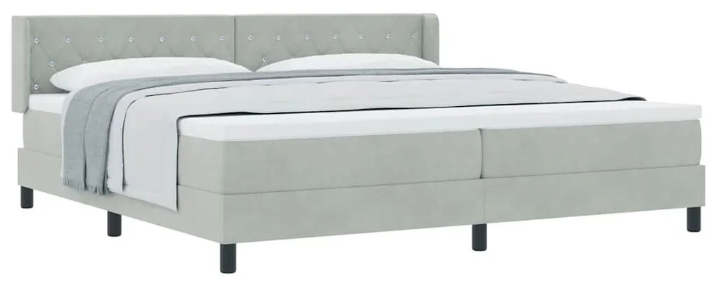 Cama Box Spring com Colchão vidaXL Cinza Claro 200x200 cm Veludo