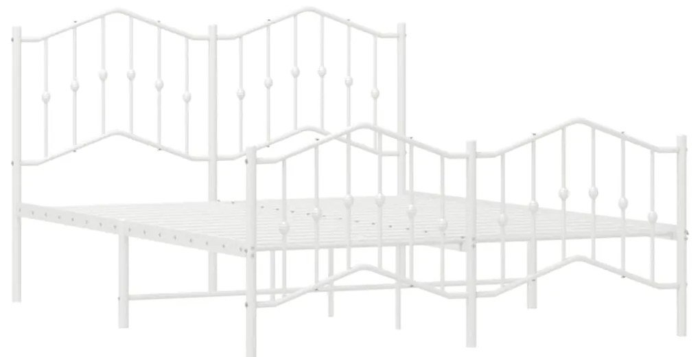 Estrutura de cama com cabeceira e pés 140x190 cm metal branco