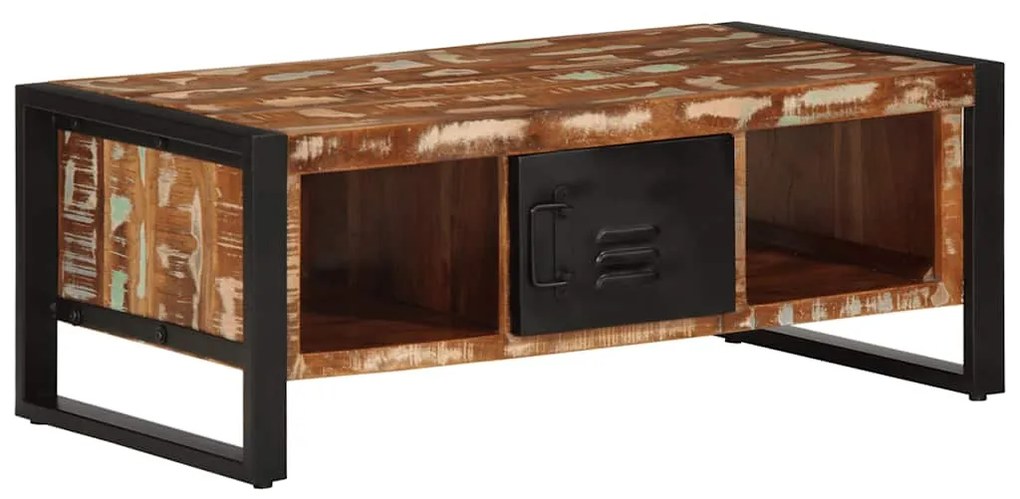 Mesa de centro multicor 90x50x36 cm madeira maciça recuperada