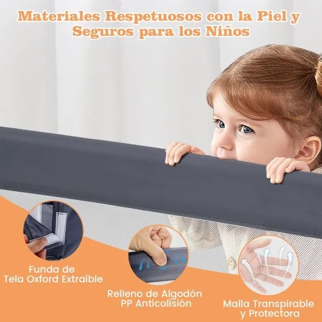 Barra segurança Cama para bebés dobrável Cama de solteiro Cama de casal 120 x 40,5 x 42 cm Cinzento