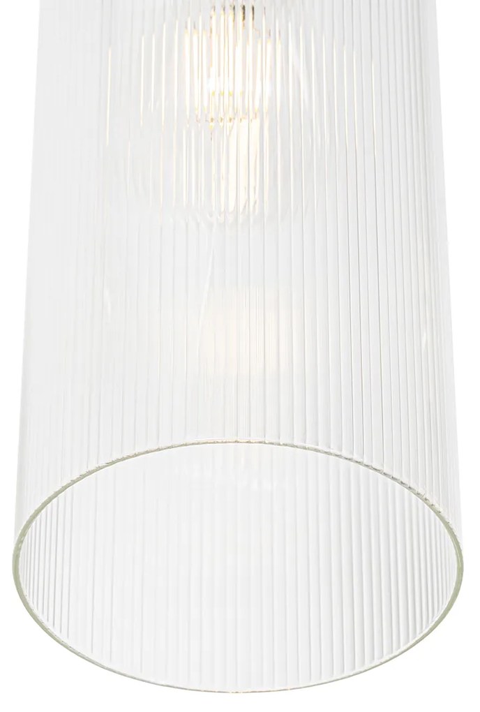 Candeeiro de suspensão Art Déco dourado com vidro 4 luzes - Laura