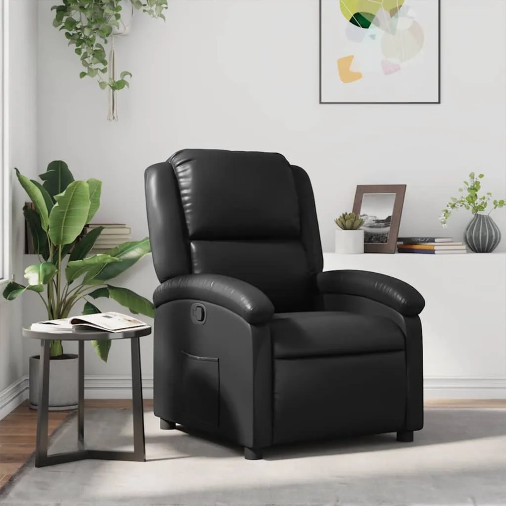 vidaXL Poltrona reclinável couro artificial preto
