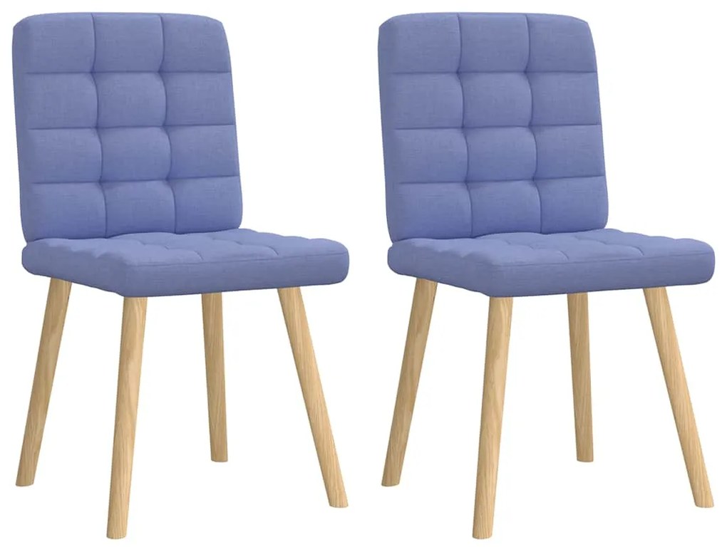 Cadeiras de jantar 2 pcs Jeans Tecido Azul