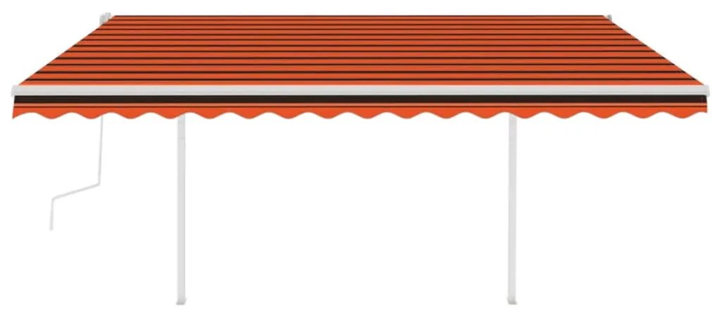 Toldo retrátil manual com luzes LED 4x3 m laranja e castanho