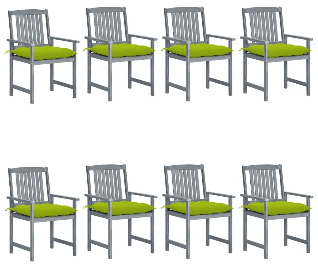 vidaXL Cadeiras de jardim c/ almofadões 8 pcs acácia maciça cinzento