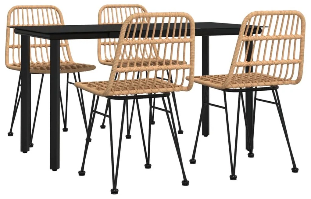 5 pcs conjunto de jantar p/ jardim vime PE
