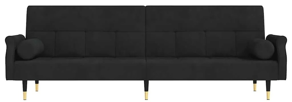 Sofá-cama com almofadões veludo preto