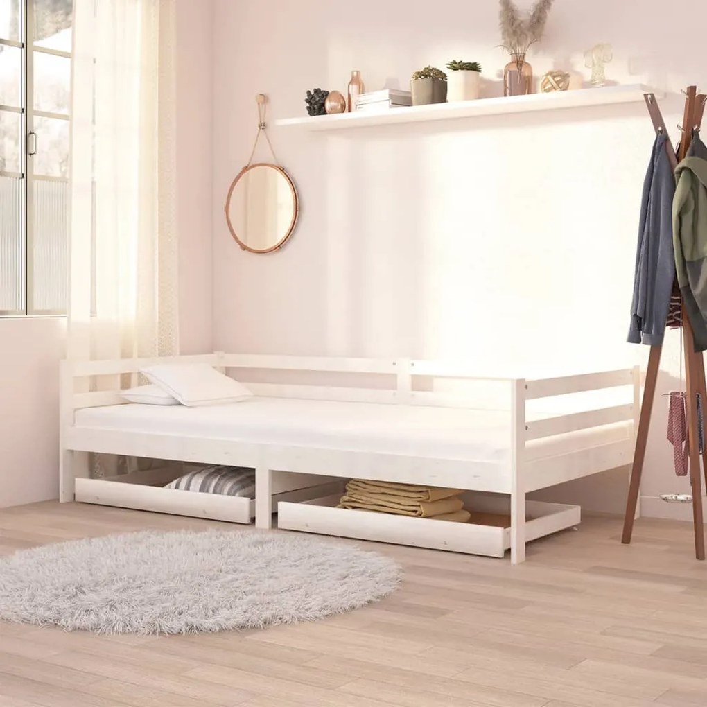806971 vidaXL Gavetas para sofá-cama 2 pcs madeira de pinho maciça branco