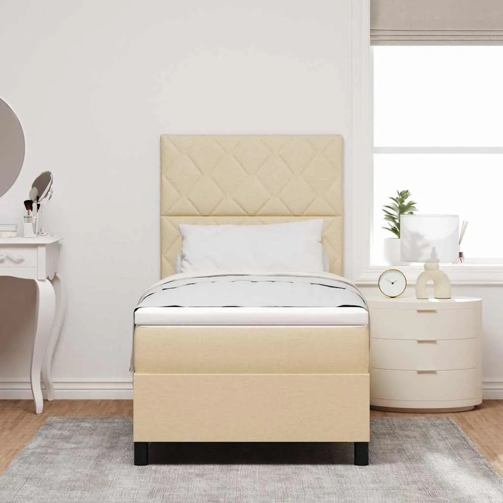Cama Box Spring com Colchão Bege 90x200 cm Tecido