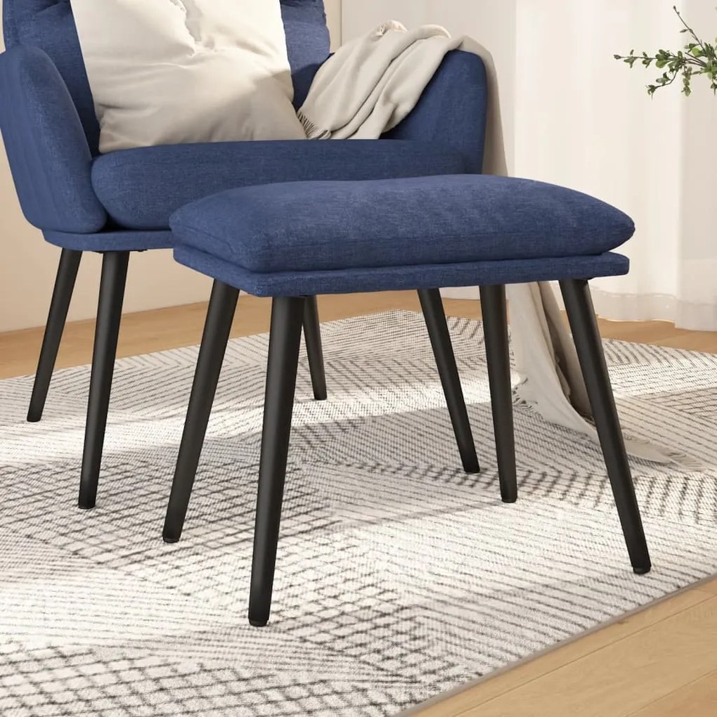 vidaXL Apoio de pés 45x29,5x35 cm tecido azul