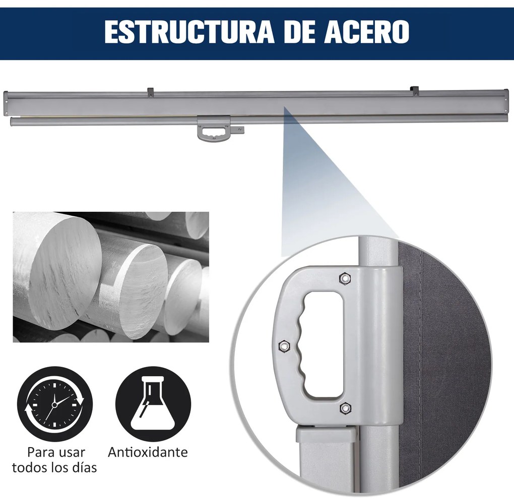 Outsunny Toldo Lateral Retrátil para Terraço Pátio ou Jardim Toldo de Privacidade para Exterior Dobrável 300x160cm Cinza