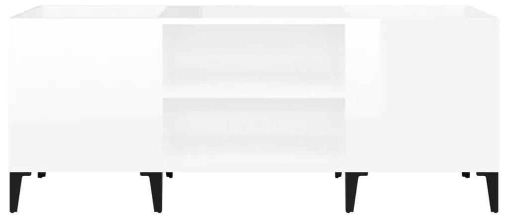 Armário p/ discos 121x38x48 cm deriv. madeira branco brilhante