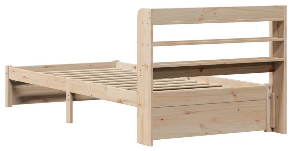 Estrutura de cama com cabeceira 75x190 cm pinho maciço