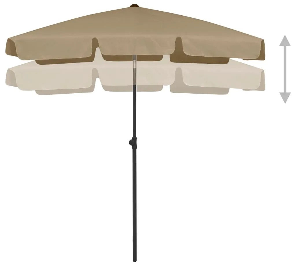 Guarda-sol de praia 180x120 cm cinzento-acastanhado