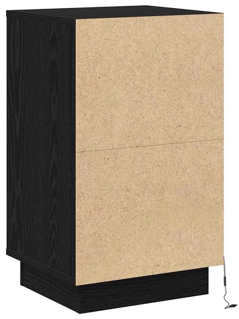 Criado-mudo com LED Carvalho Preto 39x34,5x65 cm Madeira Engenharia