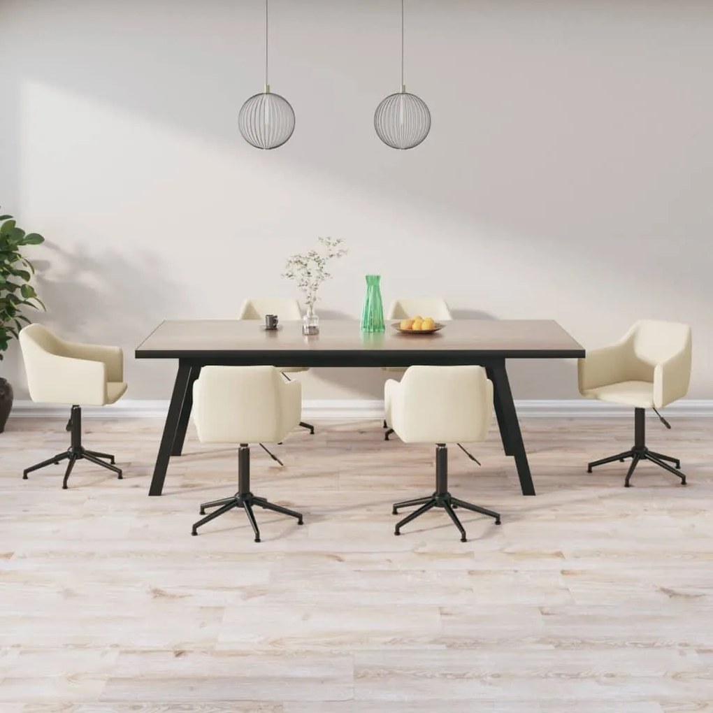 vidaXL Cadeiras de jantar giratórias 6 pcs veludo cor creme