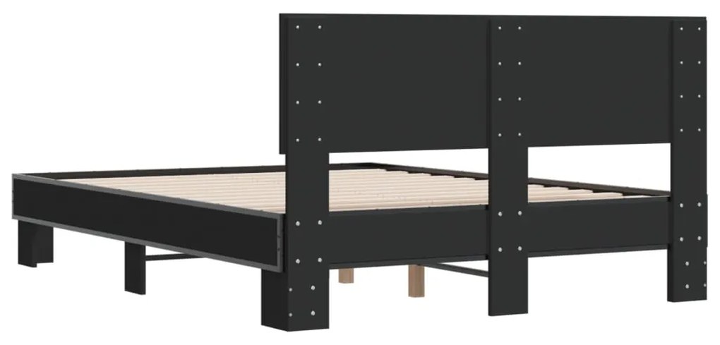 Estrutura de cama 140x200 cm derivados de madeira/metal preto