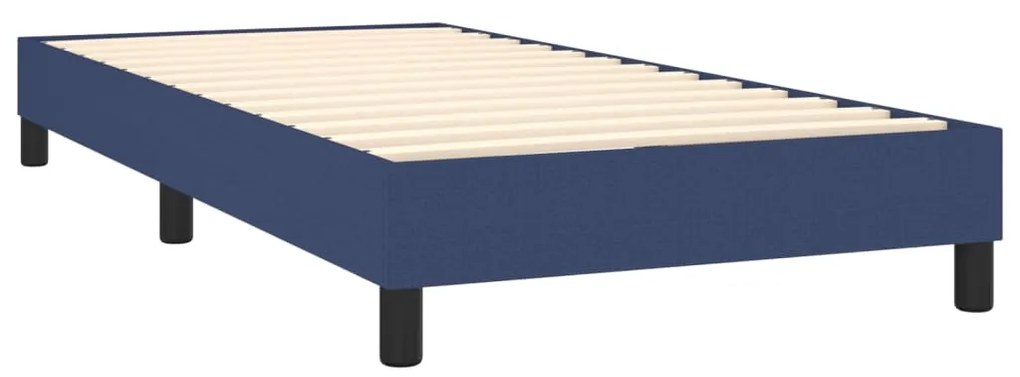 Cama box spring c/ colchão e LED 100x200 cm tecido azul