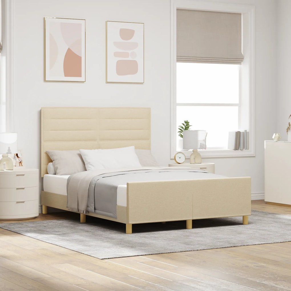 Cama vidaXL Creme 140x200 cm Tecido