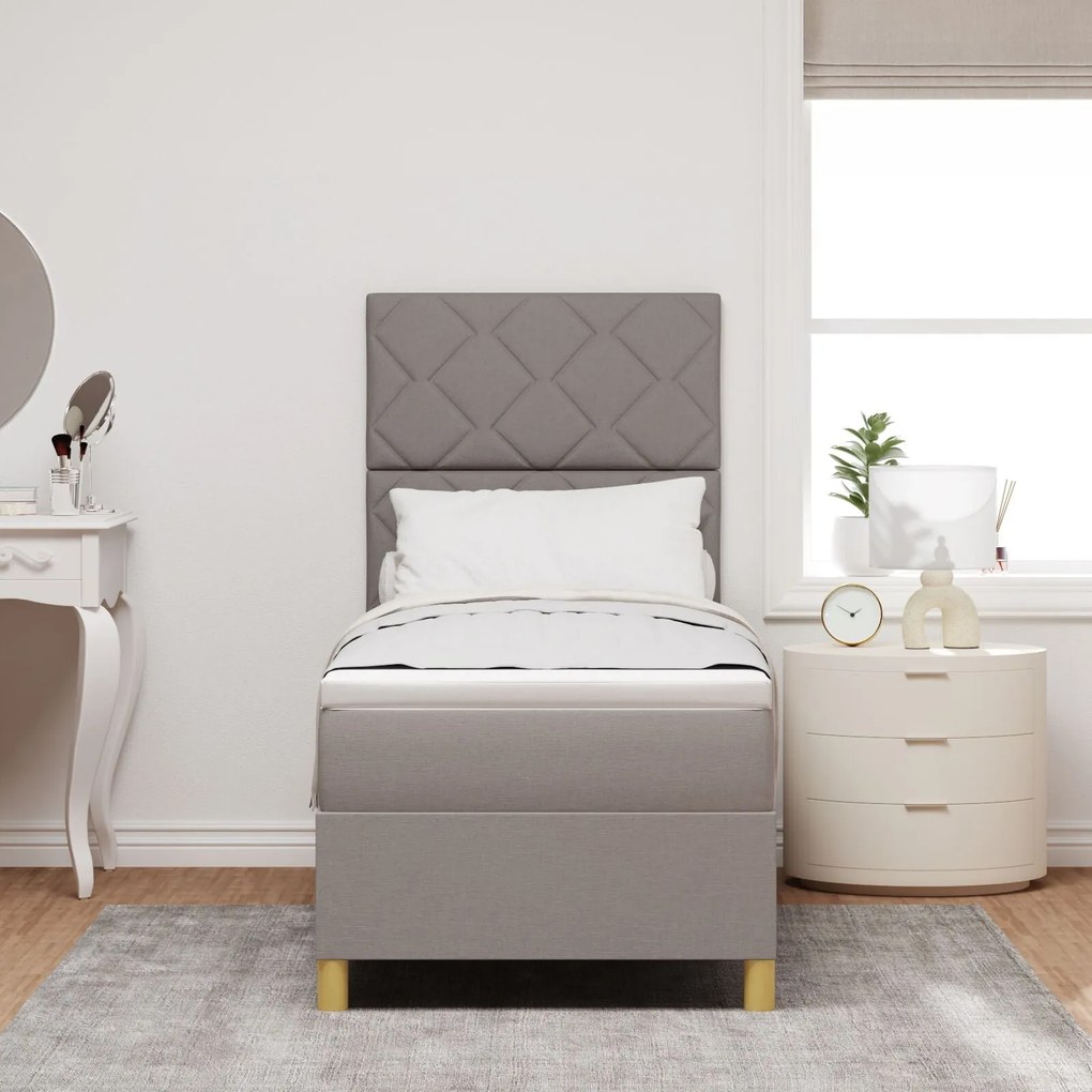 Cama Box Spring com Colchão Taupe 80x200 cm Tecido