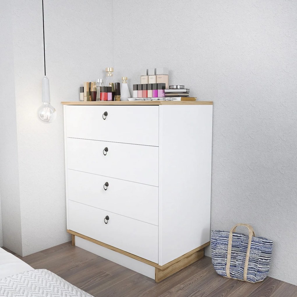 Cómoda Sahra – Branco Carvalho – 72x83,1x42 cm