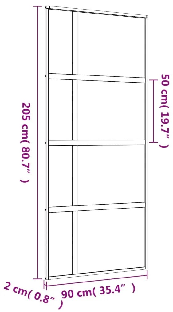 Porta deslizante 90x205 cm vidro ESG/alumínio dourado