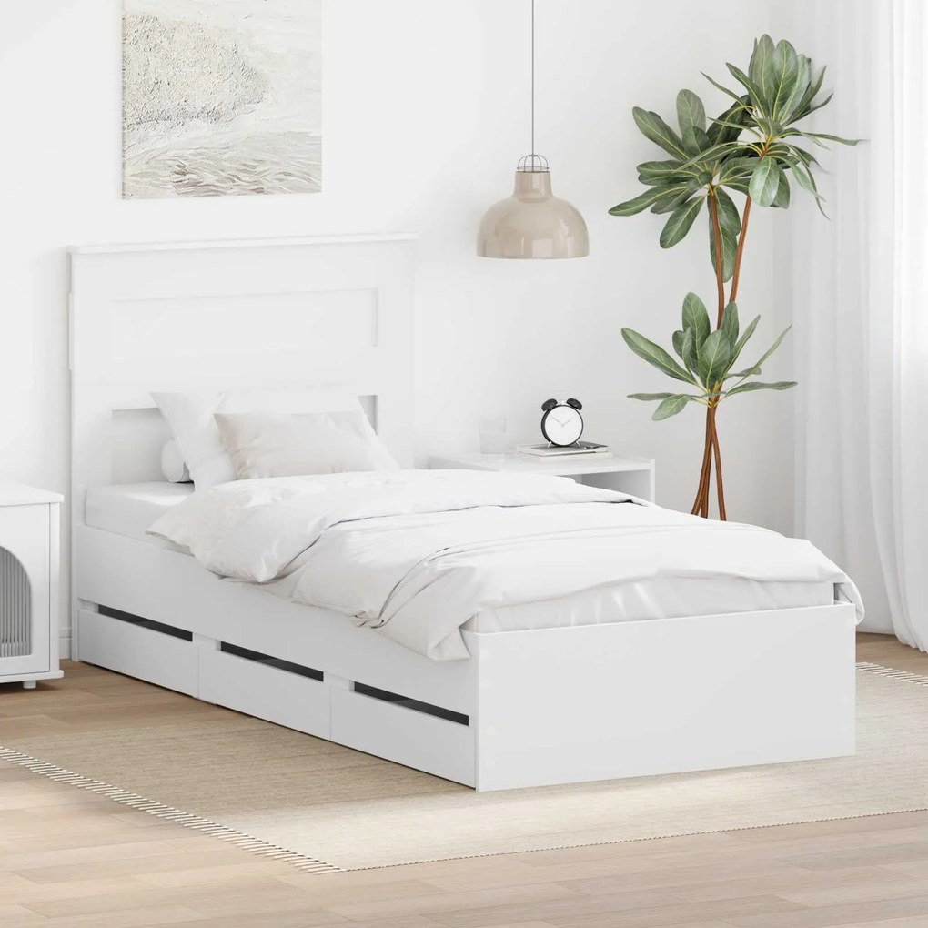 vidaXL Estrutura da Cama Branco 90 x 190 cm Madeira de Engenharia