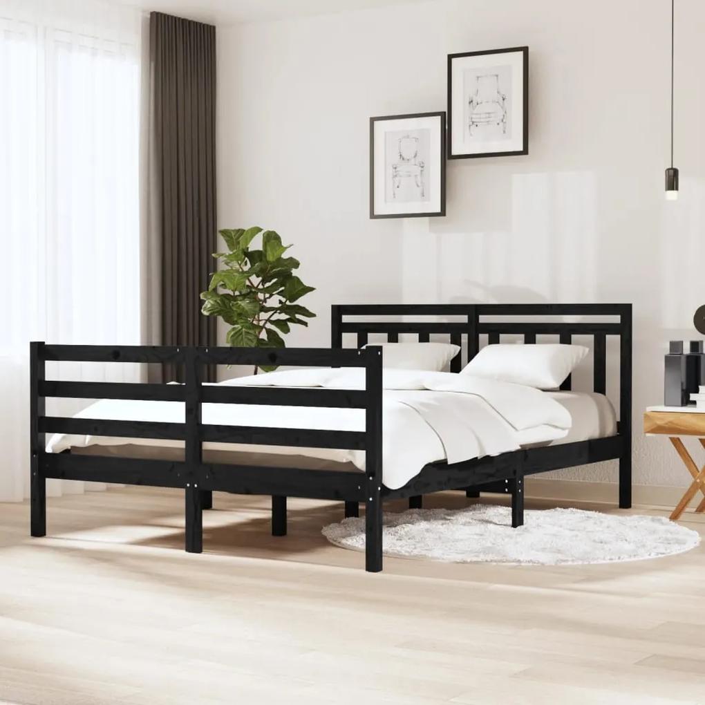 3100633 vidaXL Estrutura de cama dupla 135x190 cm madeira maciça preto