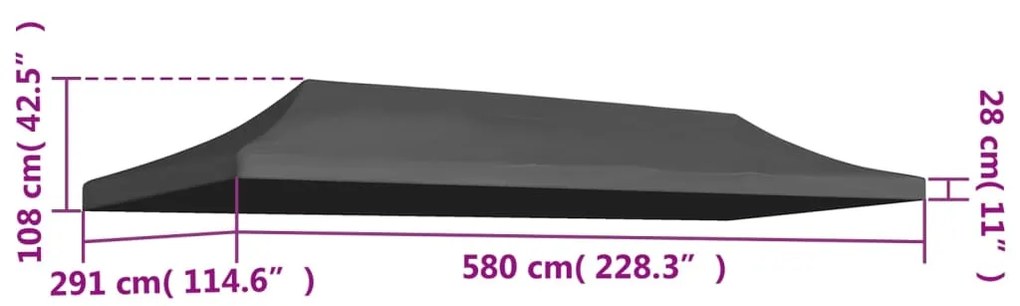 Teto para tenda de festas 3x6 m antracite