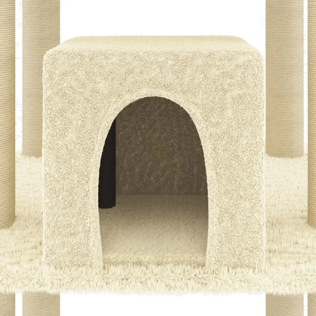 Árvore para gatos c/ postes arranhadores sisal 216 cm cor creme