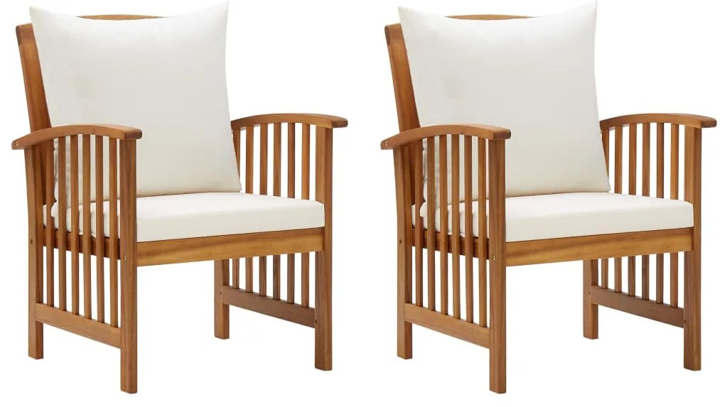 Cadeiras de jardim c/ almofadões 2 pcs madeira acácia