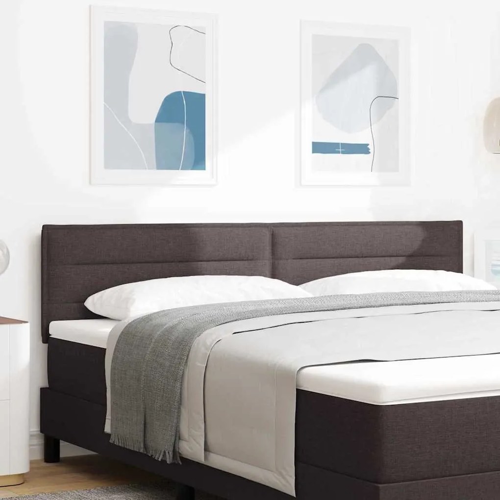 vidaXL Cabeceira LED com cabeceira Marrom Escuro 180 cm Poliéster