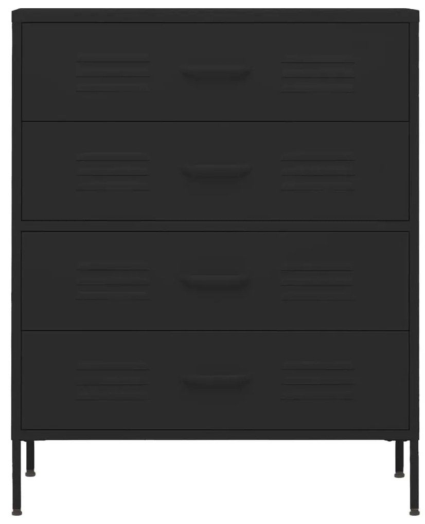 Cómoda/aparador com gavetas aço 80x35x101,5 cm preto