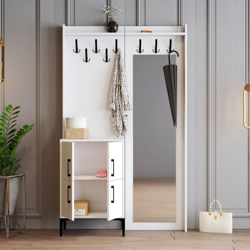 Hall Stand Berlin BC – Branco – 120 cm x 200 cm x 35 cm