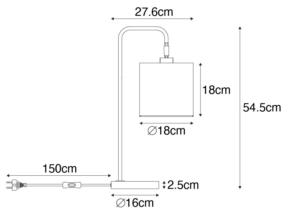 Candeeiro de mesa moderno preto com interior dourado - Lofty Moderno