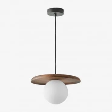 Lâmpada De Teto Suspensa Em Madeira De Acácia Freidy Preto Mate - Sklum