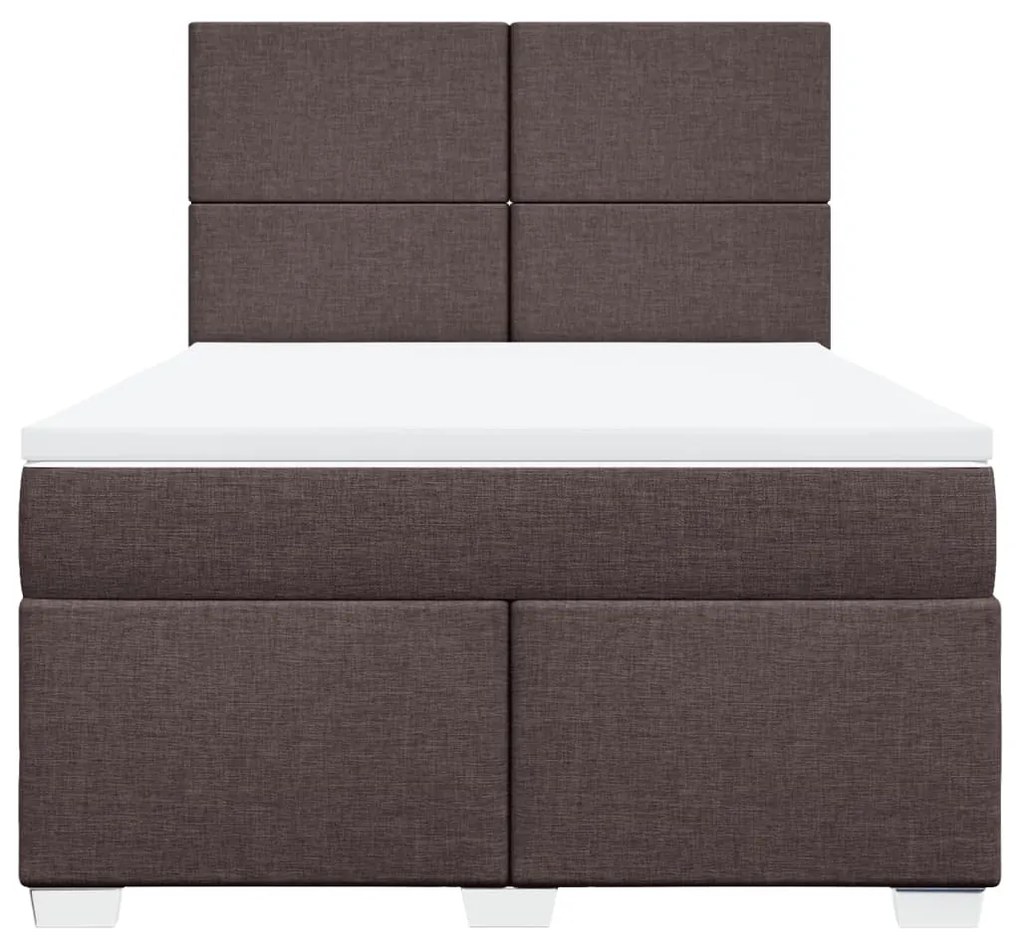 Cama com molas/colchão 160x200 cm tecido castanho-escuro