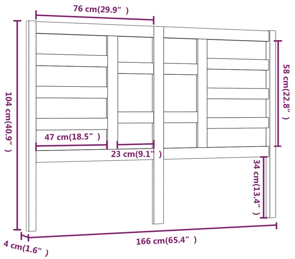 Cabeceira de cama 166x4x104 cm pinho maciço