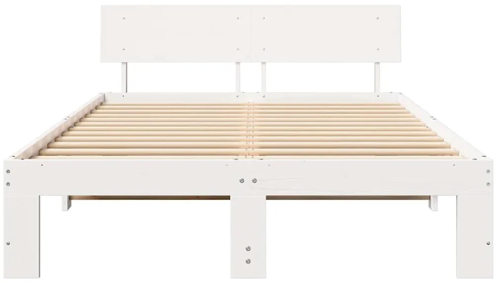 Estrado de Cama com Cabeceira Branco 120x200 cm Madeira de Pinho Maciç